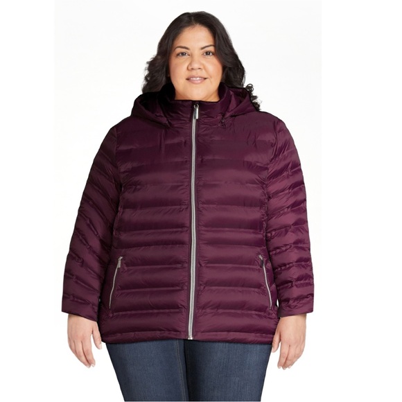 🆕Time and Tru Women’s plus-size Deep Purple Hooded Winter Puffer Jacket Coat❤️2X - Picture 2 of 7